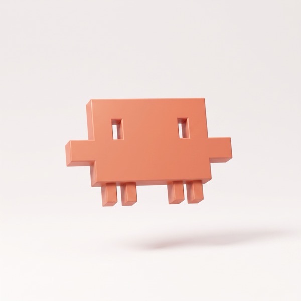 Ilustração 3D de um personagem em laranja.